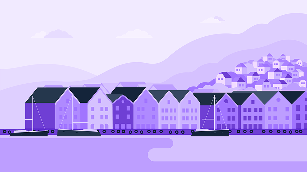 Illustrasjon av Bergen.